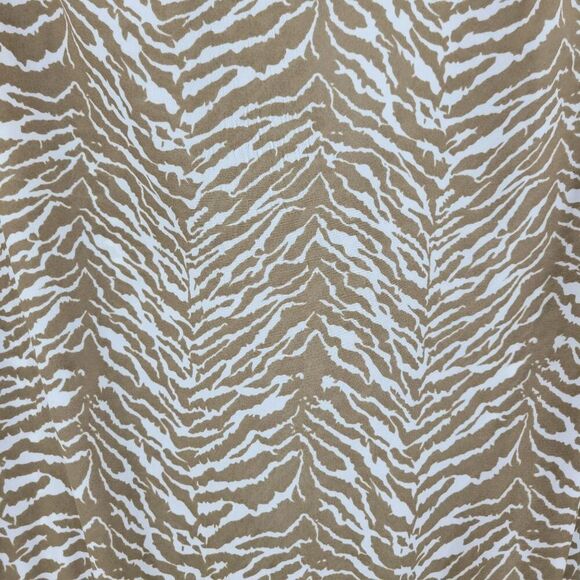 Vtg 70s Tan Zebra Long Sleeve Collared Midi Dress Sz S‎ Sheer Modest Church - Picture 2 of 10